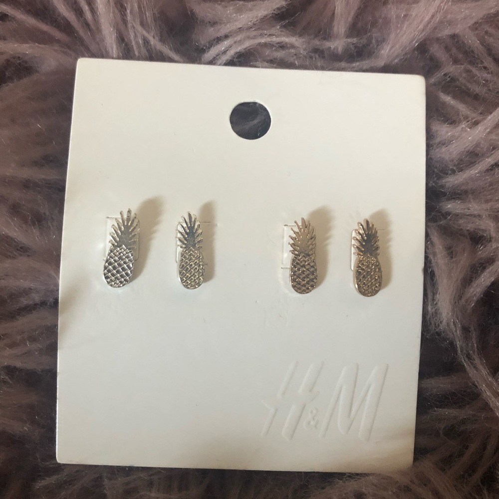 Silver gold pineapple studs